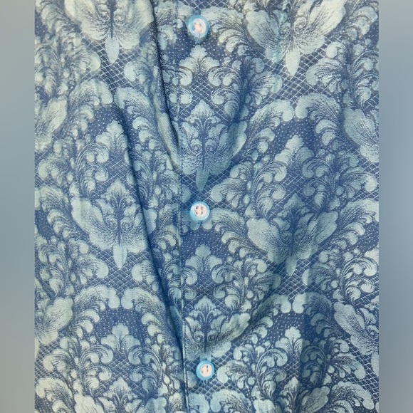 Robert Graham Men’s Button Down Shirt 3XL Blue Damask Pattern with Paisley Cuff - Picture 4 of 5